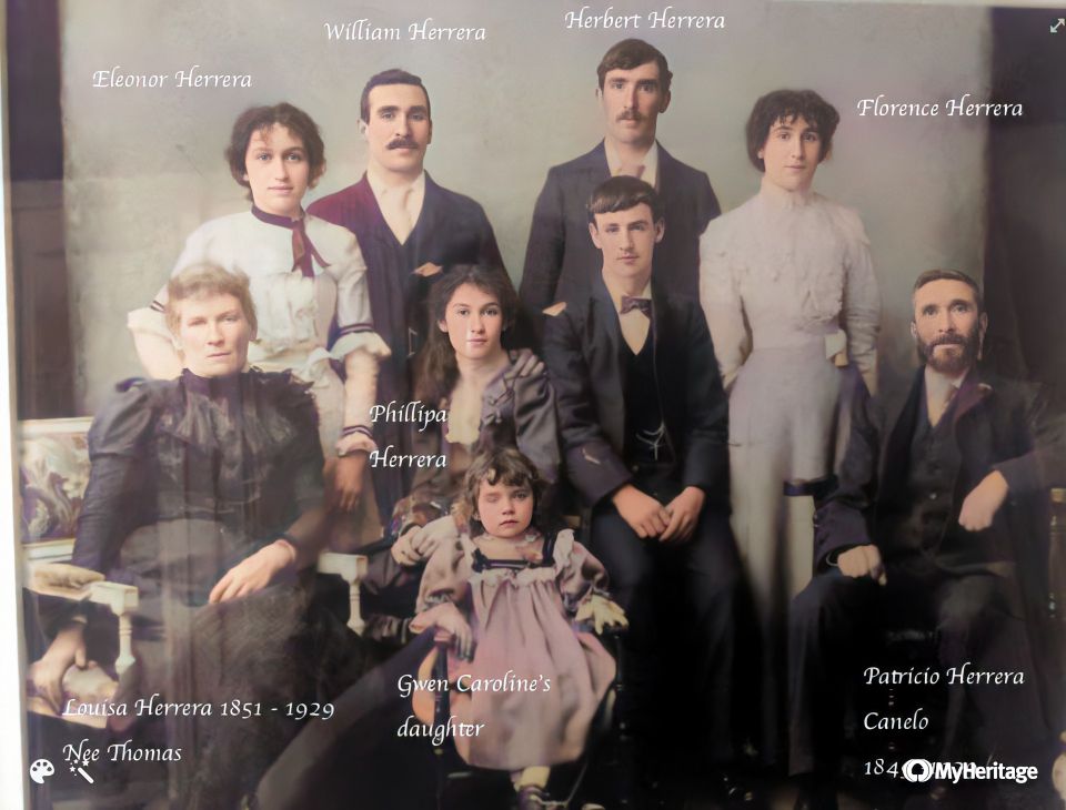 Photograph of Patricio Herrera&rsquo;s family (undated but perhaps 1900 based on the age of the child Doris Gwen)